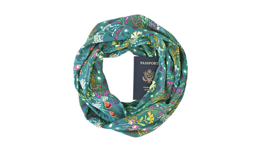 Every women traveler need to take a Scarf with a Hidden Zipper Pocket. Travel tips for women